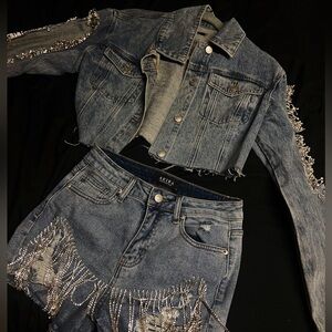 Akira two piece denim set, short set